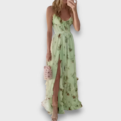 Nea – Langes Blumenkleid mit fließender Silhouette